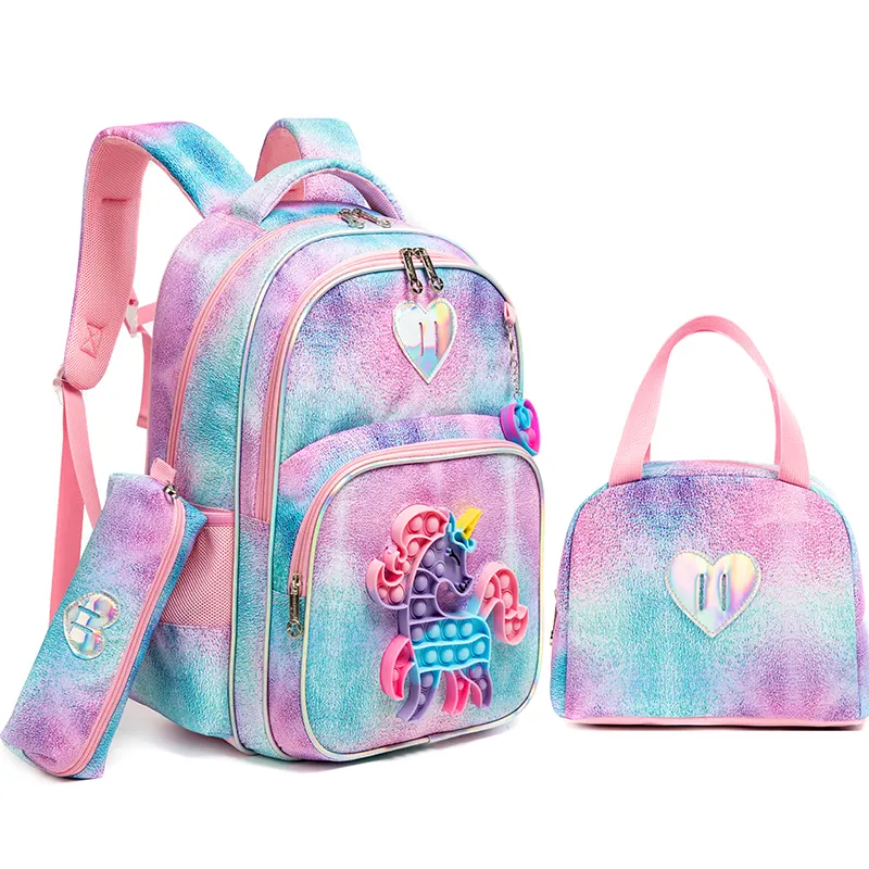 Jasminestar Large Capacity Kids Backpack Unicorn Student School Bag Multi-Functional Children Girls Kids Backpack Set