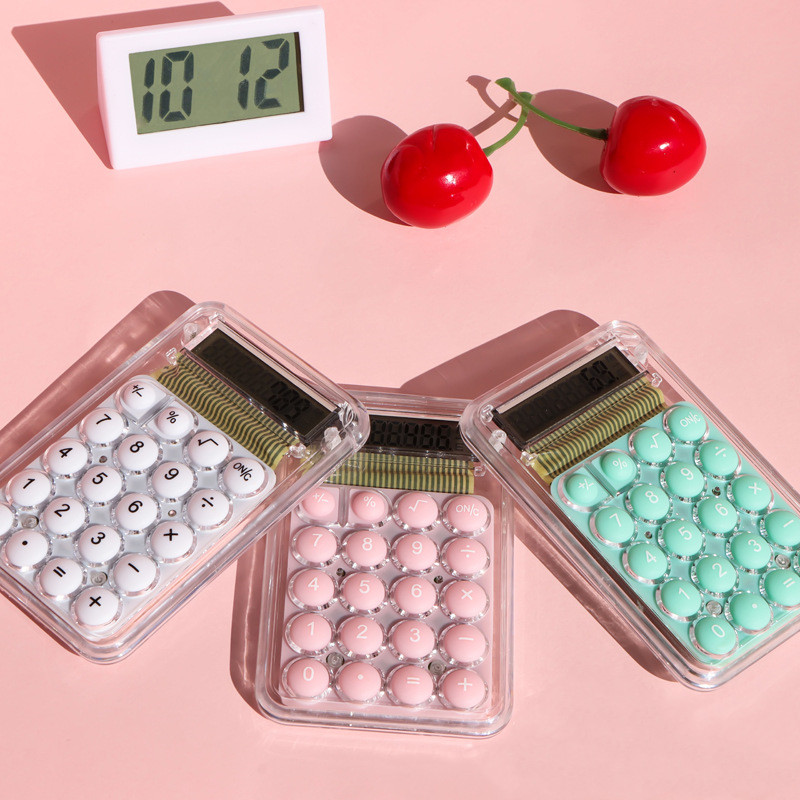 Прозрачный стильная футболка с изображением персонажей видеоигр 8-разрядный калькулятор солнечной энергии Мини Портативный калькулятор школьные принадлежности каваи
