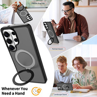 Funda de Lujo para Samsung S26 Ultra, Resistente a Impactos, Translúcida, con Acabado Mate, Sensación de Piel, Magnética, con Anillo de Soporte
