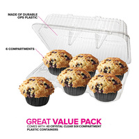 Boîtes à blister jetables en plastique à dôme élevé pour muffins 6 cavités Conteneur à dessert pour cupcakes avec couvercle