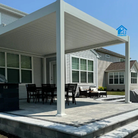 Gazebo de jardin réglable en plein air, pergola bioclimatique moderne personnalisée, motorisée, en aluminium, à lames orientables, en verre, automatique, rétractable