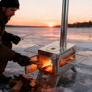Outdoor Tent Heater Foldable Wood Burning <b>Stoves</b> Camping Tent <b>Stoves</b> With Chimney for Winter Fishing Portable Tent <b>Stoves</b> - Product Image 1