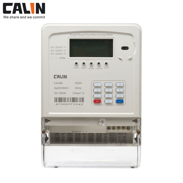 CA368-ET01 Three-Phase CT Keypad STS Prepaid Electricity Meter Big LCD RF/LoRa/PLC Wireless Communication Vending System