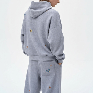 KINGSEN Wholesale Custom Men's Embroidered Polyester/Cotton Terry Breathable Character Winter 2 Way Zip Hoodie <b>Sweatpants</b> <b>Set</b> - Product Image 5