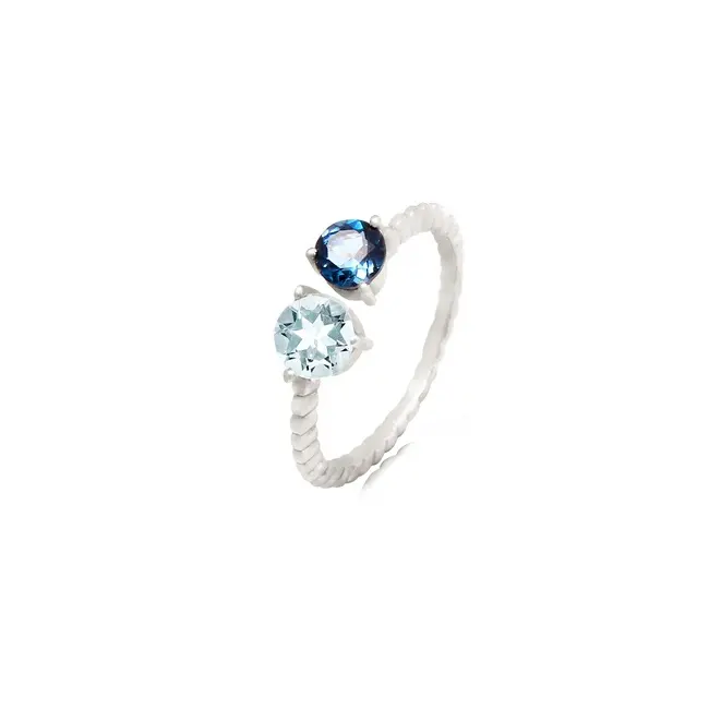 925 Silver London Blue Topaz Crystal Ring, Minimalist Silver And Gold Plated Ring For Women's or Girls