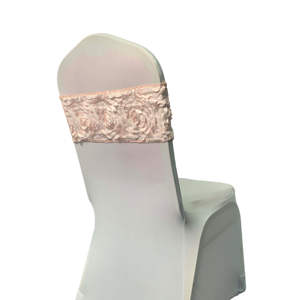 Faja desechable para silla de tela satinada con diseño de rosas para banquetes y uso doméstico, fajas para sillas de boda y celebración - Product Image 1