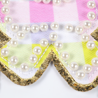 Patch brodé personnalisé en perles, patch à bordure en sequins 3D pour vêtements de filles, accessoires vestimentaires