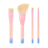 Conjunto de pincéis de maquiagem, kit com 4 pincéis de maquiagem avançados de cabelo sintético, flash rosa