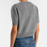 Pull en cachemire à col en V à manches courtes, tricoté uni, personnalisé en gros pour femmes