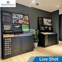 BOYADISPLAY Présentoir de sol pour échantillons de revêtements de sol, avec tiroirs combinés et finition peinture cuite, pour stand d'exposition en showroom ou magasin
