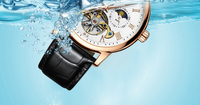 Montre automatique multifonctionnelle pour homme avec cadran soleil, lune et étoiles, bracelet en cuir véritable, étanche et lumineuse
