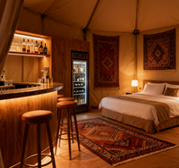 Tentes d'hébergement de luxe de style arabe, design moderne, intérieurs personnalisés et solutions complètes pour les stations de glamping écologiques