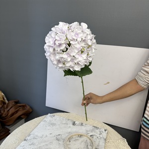 Floristería de flores artificiales de buena calidad, venta al por mayor, flor artificial de hortensias de cabeza grande blanca única - Product Image 1