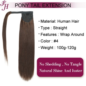 FH Queue de Cheval Pièce de Cheveux sur Clip Griffe Cheveux Queue de Cheval Extension Cuticule Alignée Enrouler Autour de Queue de Cheval Cheveux Humains - Product Image 4