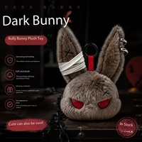 Nouvel Arrivage en Gros : Porte-clés en Peluche Tête de Lapin Sombre, Design Anime, Doux, Idéal pour Pâques, Halloween, Cadeau ou Pendentif de Sac