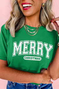 Dear-Lover Wholesale <strong>Women</strong> Bright Green Merry <strong>Christmas</strong> Letter Graphic Loose <strong>T</strong> <strong>Shirt</strong> - Product Image 4