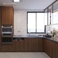Ultramodernes Küchenregal aus 304 Edelstahl mit Holzmaserung, offenes Aufbewahrungsregal, Küchenschränke zum Verkauf