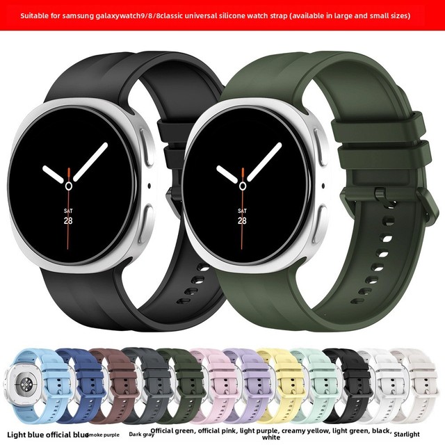 Breathable Curved End Link Charm Silicone Band for for Watch 9 8 8 Classic-Small/Large Sizes