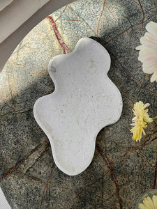 Plateau <span class=keywords><strong>en</strong></span> marbre naturel SAIDKOCC, style français, ornement de bureau, rangement de bijoux, plateau à fruits, travertin, personnalisable, nuage irrégulier - Product Image 5