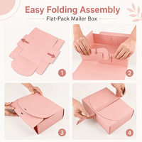 Boîte cadeau pliable en carton rose avec logo personnalisé et fermeture à ruban, emballage vide pour bougies, savons, cadeaux de mariage, pâtisseries