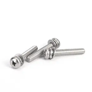 M6*35 304 Stainless Steel Round Head Phillips Pan Head Triple Combination Screws