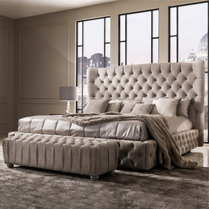 Juego de Dormitorio Moderno California King, Juego de Cama Italiano de Lujo Francés con Tela, Cama Princesa - Product Image 1