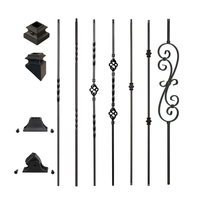 Balustre d'escalier torsadé en métal noir antirouille pour extérieur, poteau de balustrade de 44 pouces, balustre ornemental en fonte pour balcon