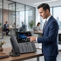 Téléphone IP intelligent Wi-Fi 6 V66 avec écran tactile HD 7 pouces, antibactérien 5.4, 116 touches DSS, téléphone de bureau vidéo SIP pour le bureau