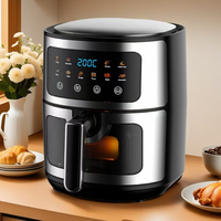 Friteuse à air 10L en acier inoxydable, sans huile, électrique, avec commande tactile intelligente, fenêtre visible, cuisson rapide, économie d'énergie