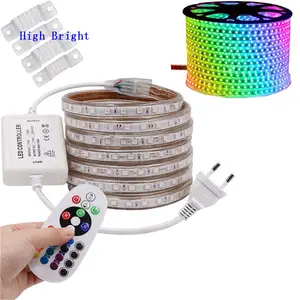 RGB ad alta tensione RGBW 220V PVC led flessibile 220V impermeabile smd 5050 rohs led strip light con filo di rame rgb flessibile