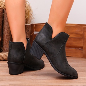 Stivaletti con tacco grosso e basso, stile western, ricamati, tinta unita, scarpe da <span class=keywords><strong>donna</strong></span>, taglie forti, comode e morbide - Product Image 3