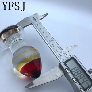 <span class=keywords><strong>Sonda</strong></span> <span class=keywords><strong>Anale</strong></span> in Vetro Borosilicato Massaggiatore Prostatico per Donne - Colore Oro Ecologico 90x40mm 159g Sex Toy - Product Image 3