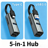 Hub USB 5 in 1 Berkualitas Tinggi dengan Tipe C dan 5 Port USB & Docking Station untuk Laptop Monitor Komputer