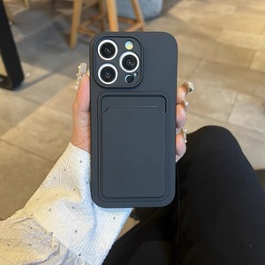 Étui de téléphone portable en <span class=keywords><strong>silicone</strong></span> liquide avec porte-cartes intégré, design minimaliste effet peau, résistant aux chutes, souple - Product Image 5