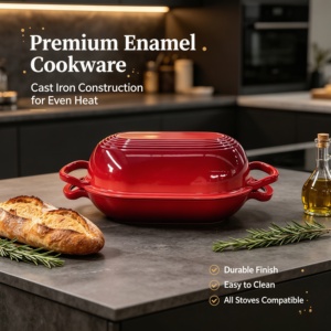 <span class=keywords><strong>Cocotte</strong></span> <span class=keywords><strong>en</strong></span> <span class=keywords><strong>fonte</strong></span> émaillée antiadhésive écologique, résistante à la chaleur, compatible four, pour la cuisson du levain, compatible gaz et induction - Product Image 3