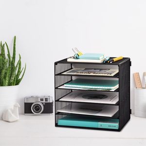 Organisateur de lettres en métal avec 5 plateaux et poignée, <span class=keywords><strong>trieur</strong></span> de <span class=keywords><strong>papier</strong></span> noir pour le bureau, la maison ou l'école - Product Image 2