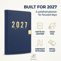 Agenda 2025 en cuir PU rigide, mini A5, coloré, anglais, 365 jours, planificateur, logo personnalisé, journal, calendrier scolaire, hebdomadaire