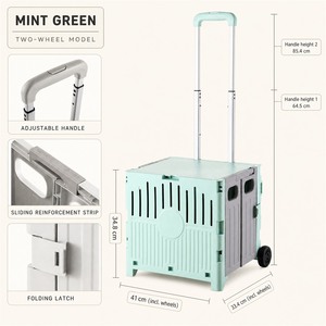 Transportín Plegable para Mascotas con Ruedas, Carrito de Plástico Resistente, Jaula de Viaje Portátil - Product Image 2