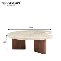 Table basse minimaliste en bois massif durable et en marbre naturel pour les petits espaces - pour le salon, le balcon circulaire
