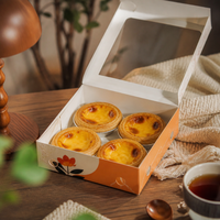 Boîte d'emballage pour tartelettes aux œufs avec fenêtre de présentation, en papier résistant à la graisse, pour pâtisserie, étiquette privée, pour comptoir de pâtisserie
