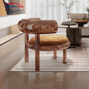 Chaise de restaurant et de café en résine époxy transparente, personnalisée, avec accoudoirs en cristal cascade, mobilier de luxe - Product Image 6