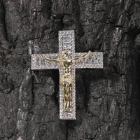 Colgante de Cruz de cuerpo de Jesús dorado, joyería de Navidad, baguette, cz, chapado en oro, regalos de joyería