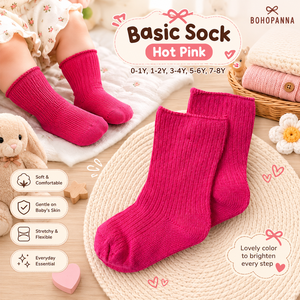 Chaussettes douces rose vif pour bébés, offrant un confort léger, un tissu respirant, une élasticité flexible et un ajustement sûr pour un usage quotidien. - Product Image 2