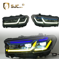 Phares modifiés SJC V2 Auto Part LCI F90 pour BMW Série 5 G30 2021-2023, double couleur jaune et blanc, avec sourcil bleu