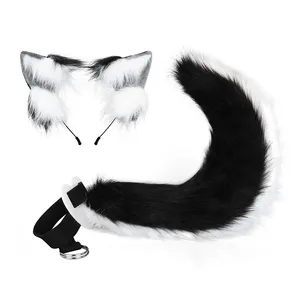 수제 인조 모피 동물 할로윈 모자 Kawaii 고양이 귀 애니메이션 여우 머리띠