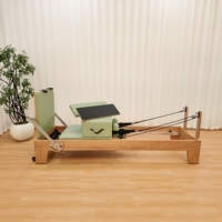 Reformer de Pilates de Roble Rojo Sólido con Calidad de Estudio, Equipo de Pilates de Madera de Roble Sólido de Grado Comercial, Cama de Yoga Estable para Ejercicios de Core