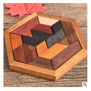 Casse-tête multifonctionnel en bois à <span class=keywords><strong>géométrie</strong></span> hexagonale Tangram Montessori Géométrique Aides pédagogiques Jouets pour enfants Garçons Filles - Product Image 2