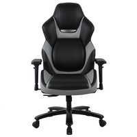 Chaise de jeu ergonomique moderne Henglin en cuir PU noir, pivotante, réglable en hauteur, avec vérin à gaz 3 positions