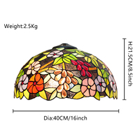 Remplacement d'abat-jour de style tifany de 16 pouces, abat-jour en verre coloré en forme de fleur de raisin couvercle de lampe tiffanny adapté aux lampes de table