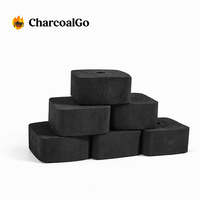 CharcoalGo Factory Direct Cubes de charbon de bambou avec trou central, charbon pour chicha, pour fumer la narguilé